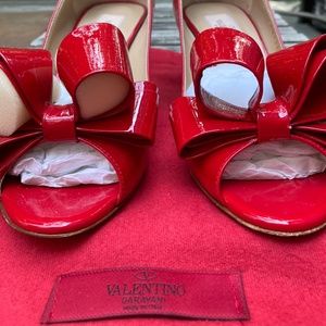 Valentino Red Couture Patent Bow Low Heel Pumps